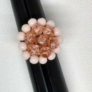 Vintage pink cluster bead adjustable ring
